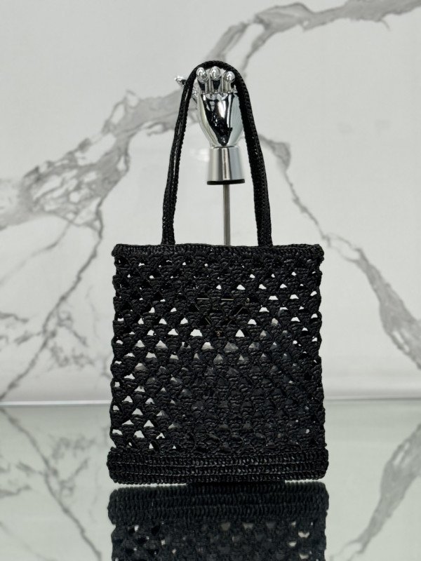 HOT SALE PRADA Woven fabric crochet tote bag