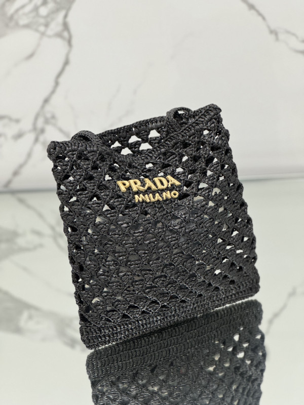 HOT SALE PRADA Woven fabric crochet tote bag