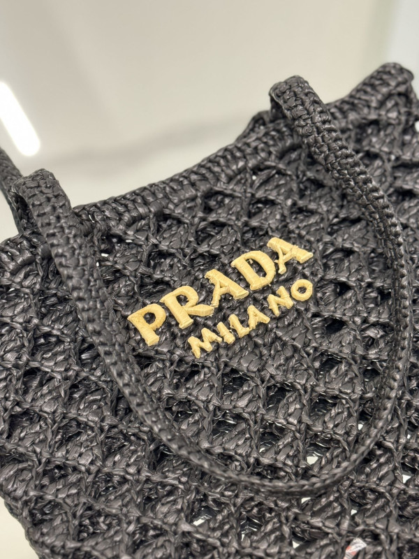 HOT SALE PRADA Woven fabric crochet tote bag