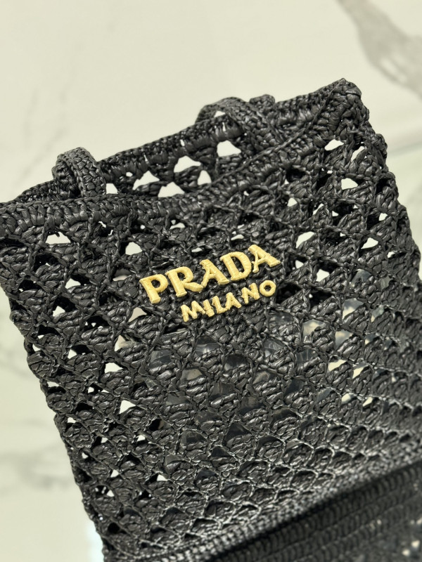 HOT SALE PRADA Woven fabric crochet tote bag