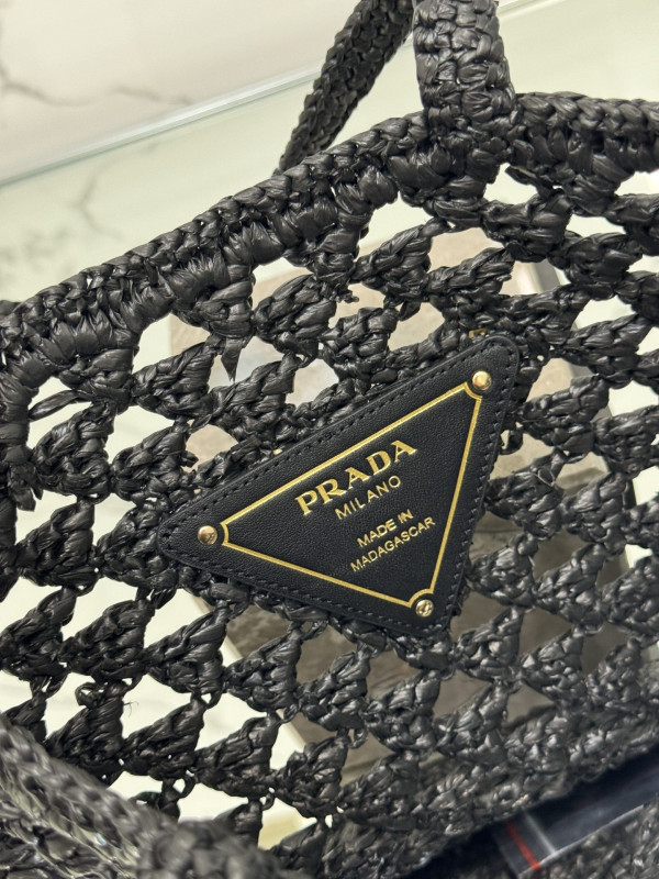 HOT SALE PRADA Woven fabric crochet tote bag