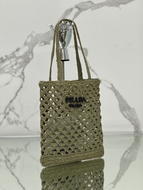 HOT SALE PRADA Woven fabric crochet tote bag