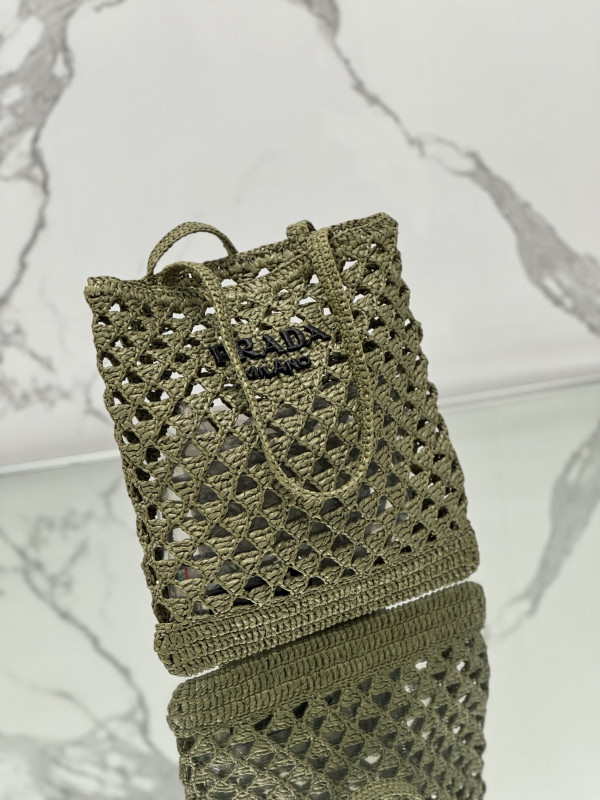 HOT SALE PRADA Woven fabric crochet tote bag