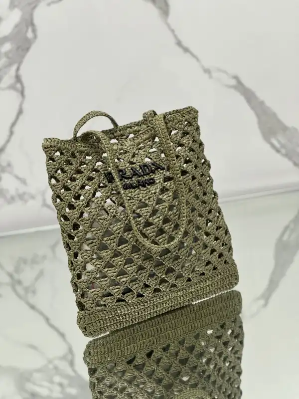 PRADA Woven fabric crochet tote bag