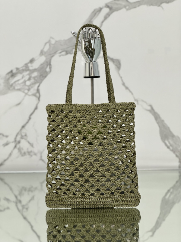 HOT SALE PRADA Woven fabric crochet tote bag