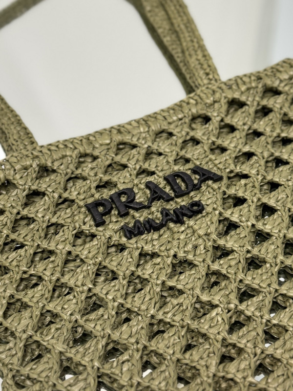 HOT SALE PRADA Woven fabric crochet tote bag