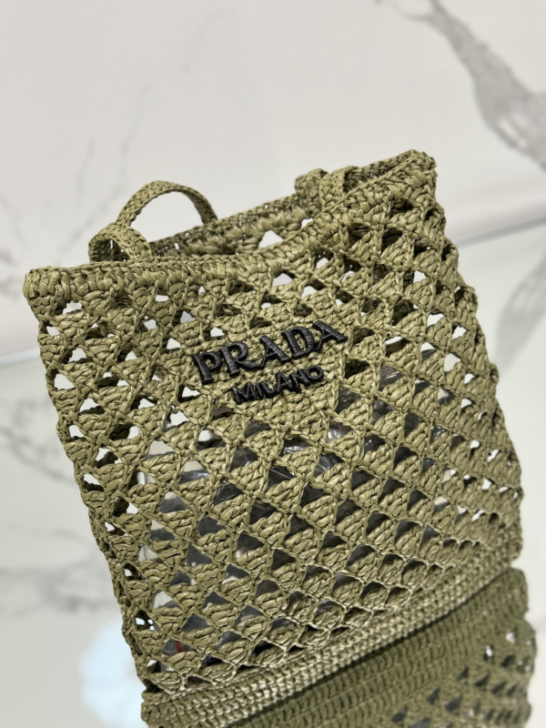 HOT SALE PRADA Woven fabric crochet tote bag