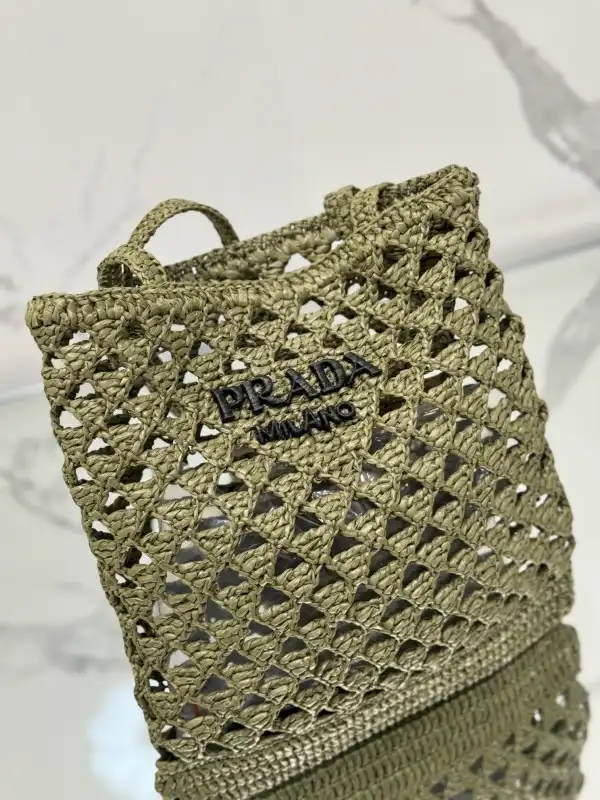 First bag ru PRADA Woven fabric crochet tote bag