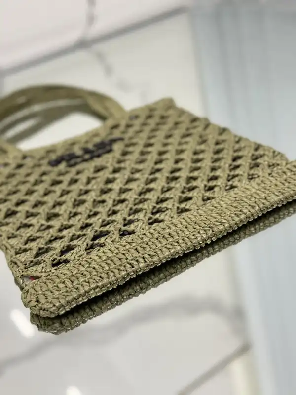 PRADA Woven fabric crochet tote bag