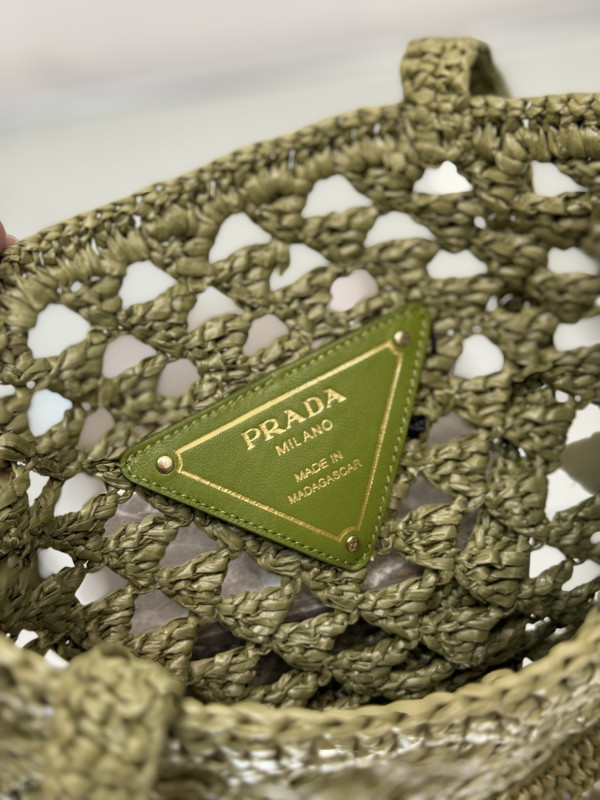 HOT SALE PRADA Woven fabric crochet tote bag