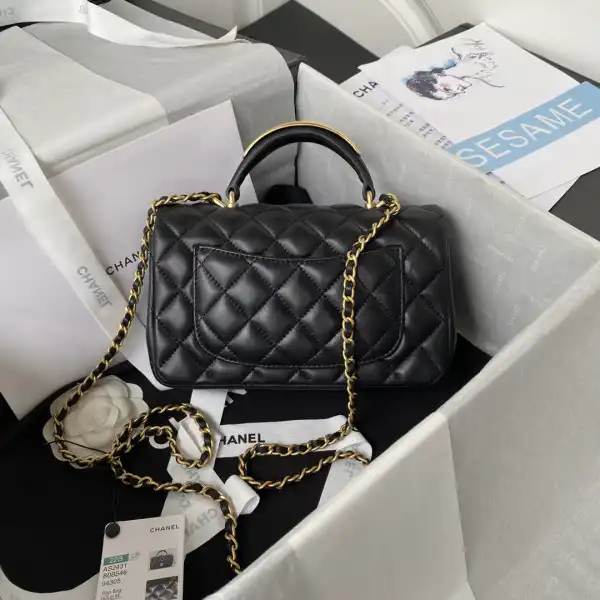 CHANEL FLAP BAG WITH TOP HANDLE-20*12*6cm