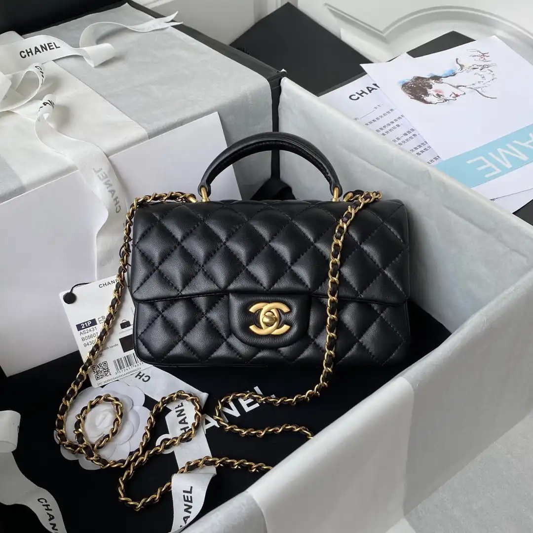 CHANEL FLAP BAG WITH TOP HANDLE-20*12*6cm