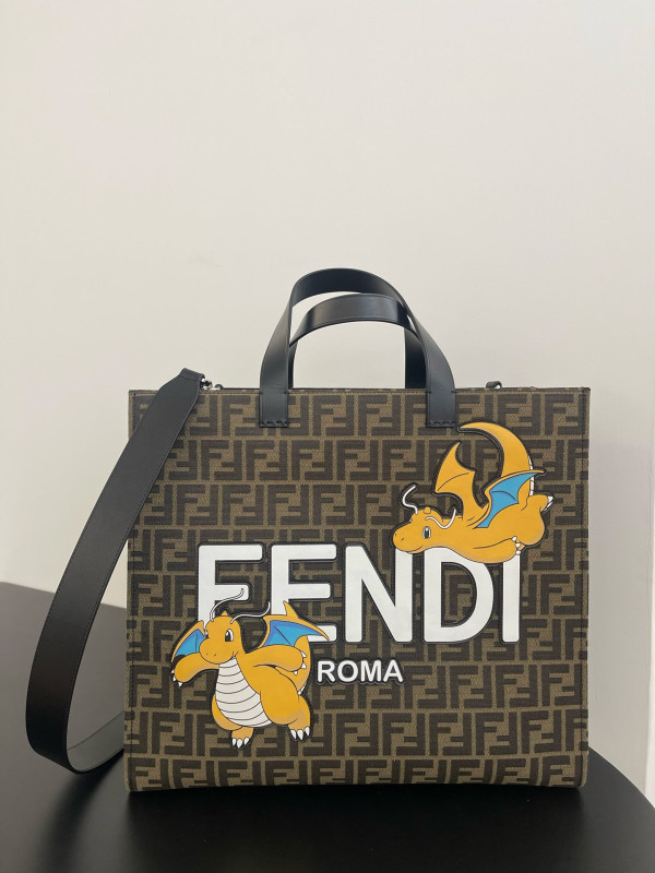 HOT SALE Fendi FF Jacquard Shopper-41*35*19cm