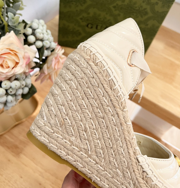 HOT SALE GUCCI LEATHER PLATFORM ESPADRILLE