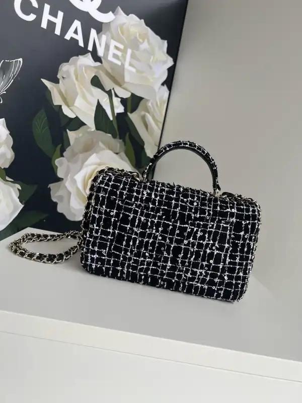 CHANEL FLAP BAG WITH TOP HANDLE-20*12*6cm