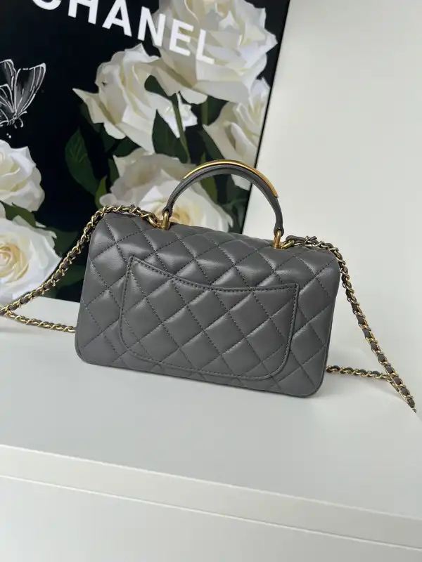 CHANEL FLAP BAG WITH TOP HANDLE-20*12*6cm