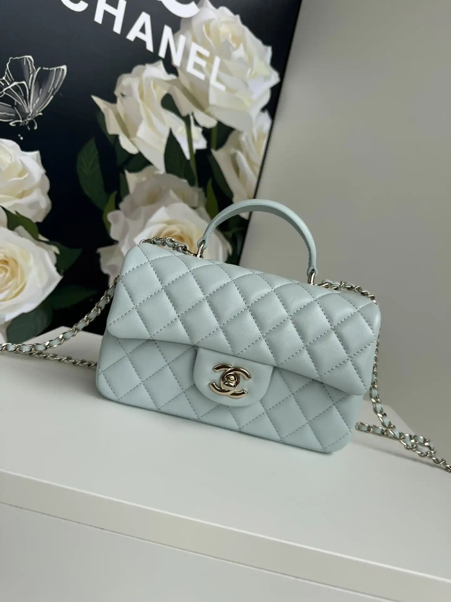 CHANEL FLAP BAG WITH TOP HANDLE-20*12*6cm