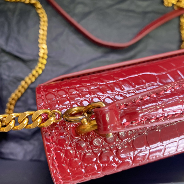 HOT SALE YSL SUNSET IN CROCODILE-EMBOSSED SHINY LEATHER