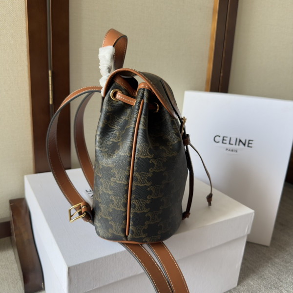 HOT SALE CELIN* MINI BACKPACK FOLCO IN TRIOMPHE CANVAS AND CALFSKIN