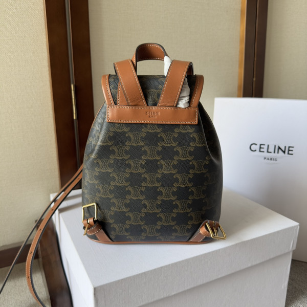 HOT SALE CELIN* MINI BACKPACK FOLCO IN TRIOMPHE CANVAS AND CALFSKIN