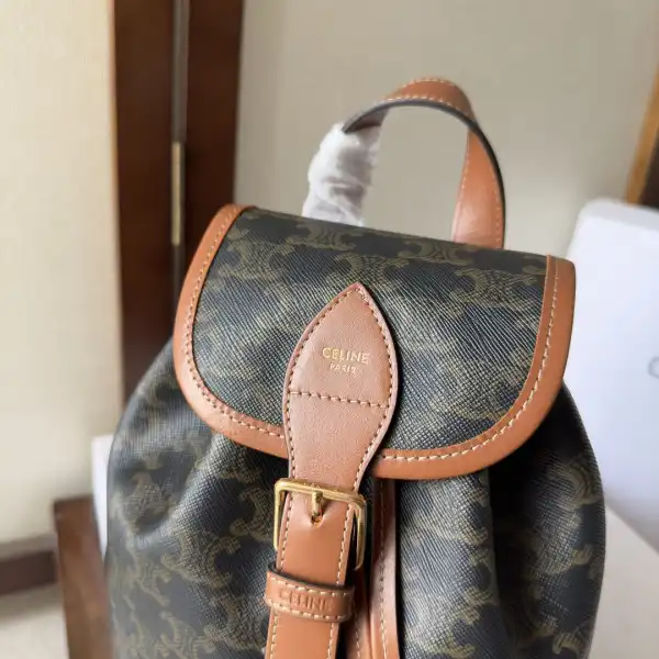 First bag ru CELIN* MINI BACKPACK FOLCO IN TRIOMPHE CANVAS AND CALFSKIN