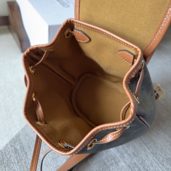 HOT SALE CELIN* MINI BACKPACK FOLCO IN TRIOMPHE CANVAS AND CALFSKIN