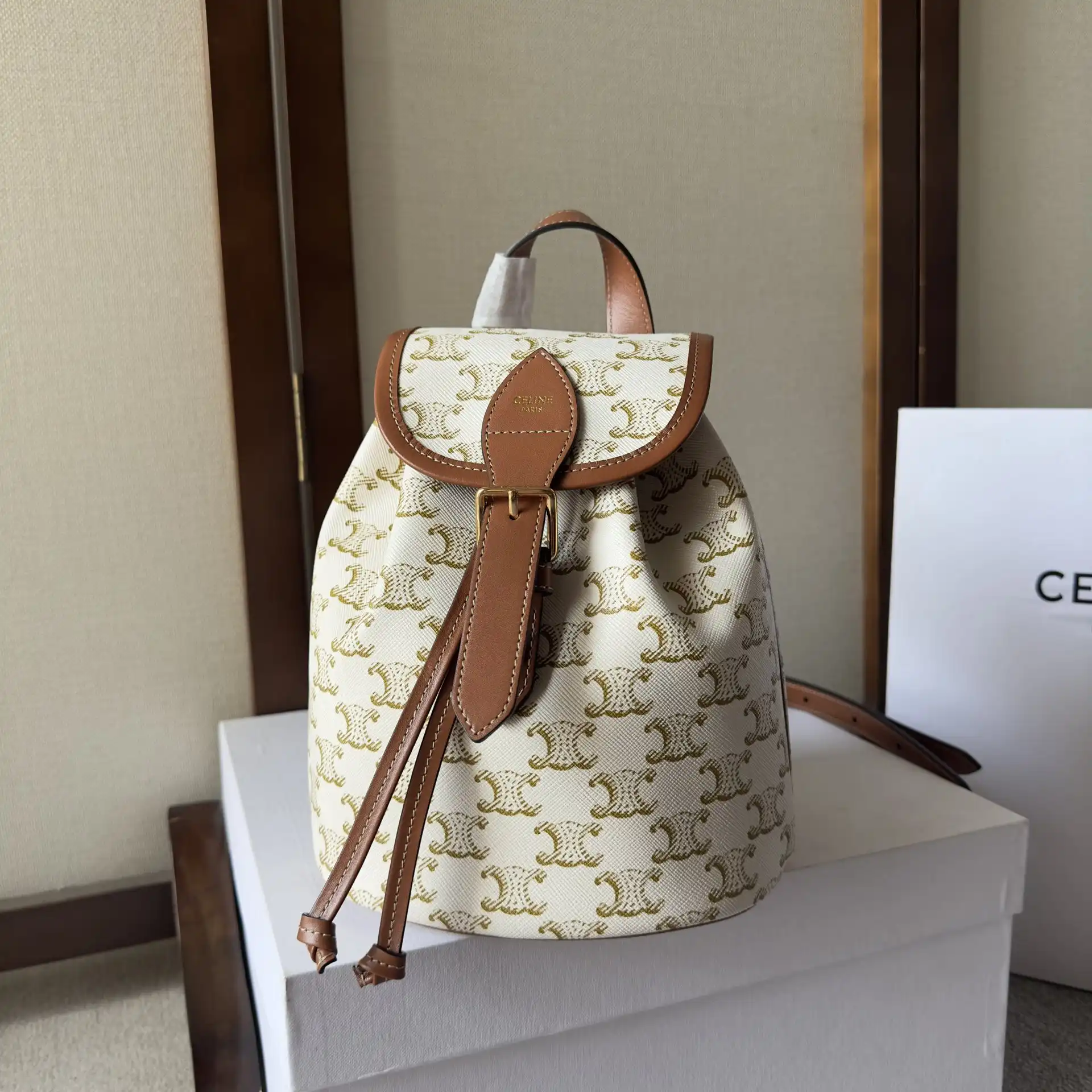 CELIN* MINI BACKPACK FOLCO IN TRIOMPHE CANVAS AND CALFSKIN