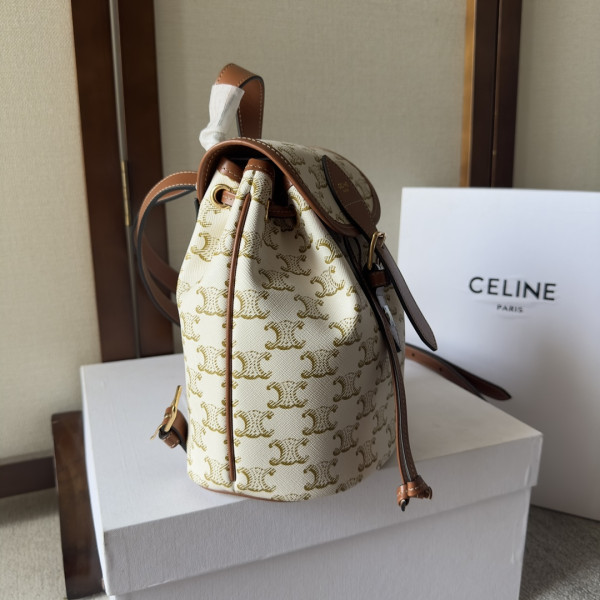 HOT SALE CELIN* MINI BACKPACK FOLCO IN TRIOMPHE CANVAS AND CALFSKIN