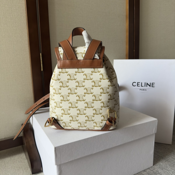 HOT SALE CELIN* MINI BACKPACK FOLCO IN TRIOMPHE CANVAS AND CALFSKIN