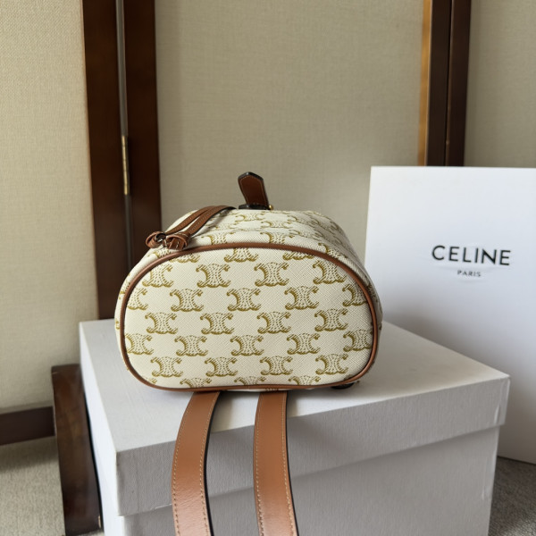 HOT SALE CELIN* MINI BACKPACK FOLCO IN TRIOMPHE CANVAS AND CALFSKIN