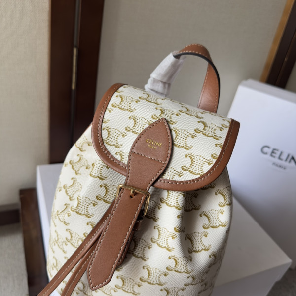 HOT SALE CELIN* MINI BACKPACK FOLCO IN TRIOMPHE CANVAS AND CALFSKIN