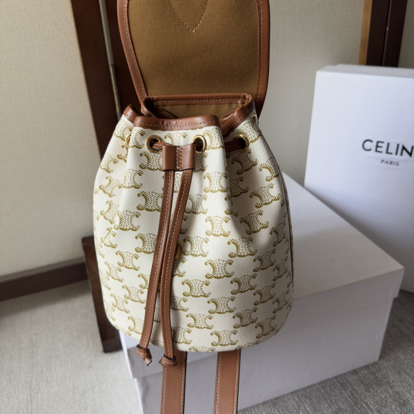 HOT SALE CELIN* MINI BACKPACK FOLCO IN TRIOMPHE CANVAS AND CALFSKIN