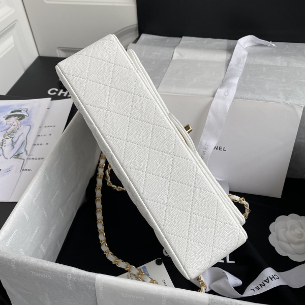 HOT SALE CL A01112 White Large 25.5 Calfskin Leather Flap Bag