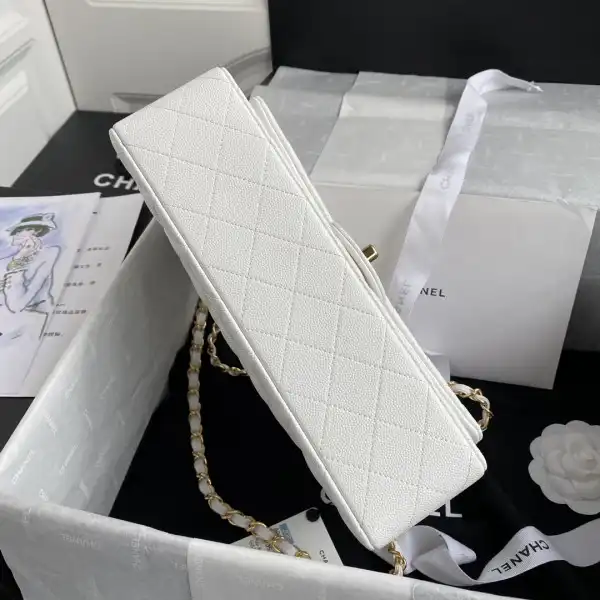 Yupoo bagsoffer CL A01112 White Large 25.5 Calfskin Leather Flap Bag