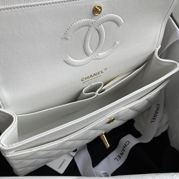 HOT SALE CL A01112 White Large 25.5 Calfskin Leather Flap Bag