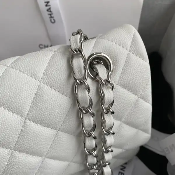 CHANEL A01112 White Large 2.55 Calfskin Leather Flap Bag