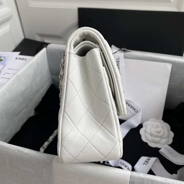 HOT SALE CL A01112 White Large 2.55 Calfskin Leather Flap Bag