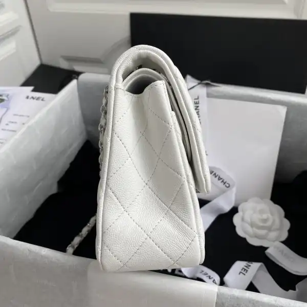 CHANEL A01112 White Large 2.55 Calfskin Leather Flap Bag