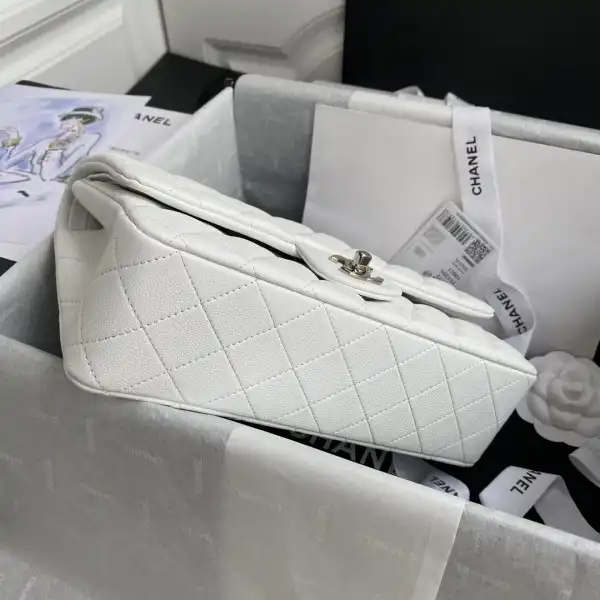 CHANEL A01112 White Large 2.55 Calfskin Leather Flap Bag