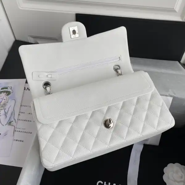 CHANEL A01112 White Large 2.55 Calfskin Leather Flap Bag