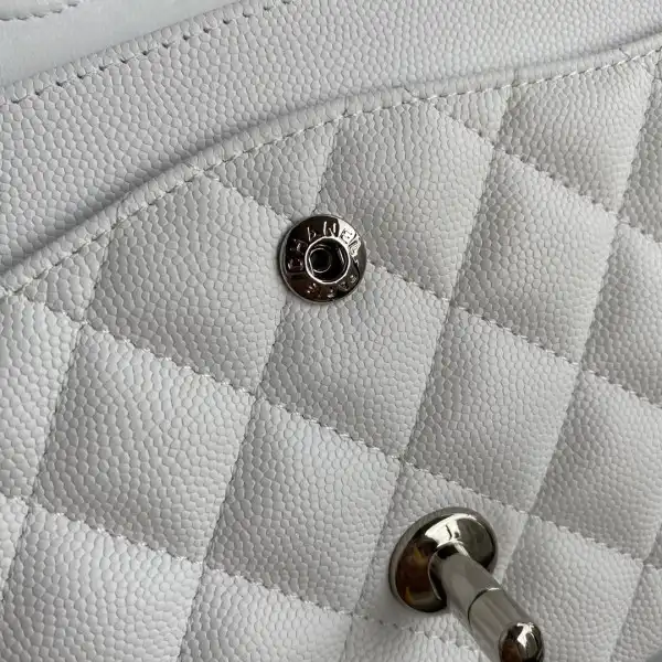 CHANEL A01112 White Large 2.55 Calfskin Leather Flap Bag