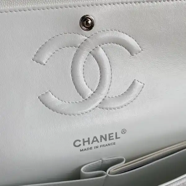 CHANEL A01112 White Large 2.55 Calfskin Leather Flap Bag