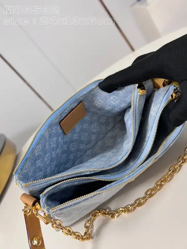 Aaa replica bags LOUIS VUITTON Liv pochette double -24.5*13.5*6.5CM