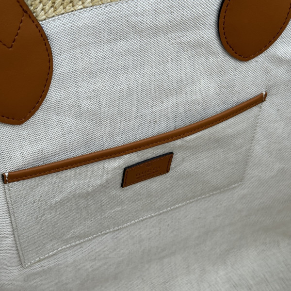 HOT SALE GUCCI MEDIUM STRAW-EFFECT TOTE