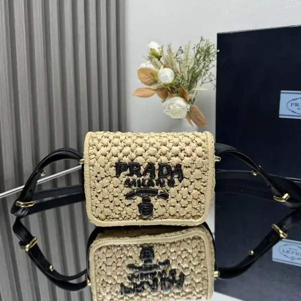 Prada Crochet and leather shoulder bag