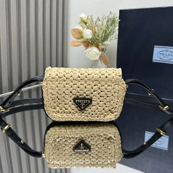 Prada Crochet and leather shoulder bag