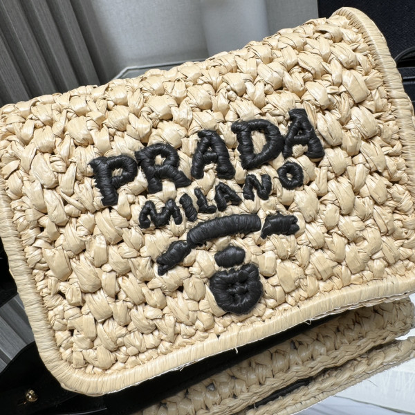 HOT SALE Prada Crochet and leather shoulder bag