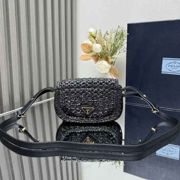 Prada Crochet and leather shoulder bag