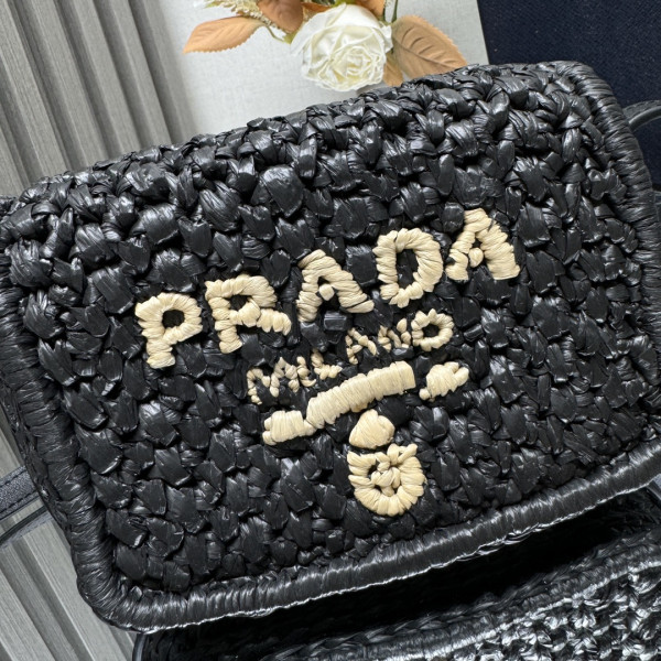 HOT SALE Prada Crochet and leather shoulder bag