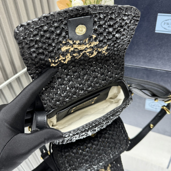 HOT SALE Prada Crochet and leather shoulder bag